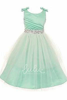 Jewel Pleated Mini Flower Girl Dress Simple Casual Dress 2025