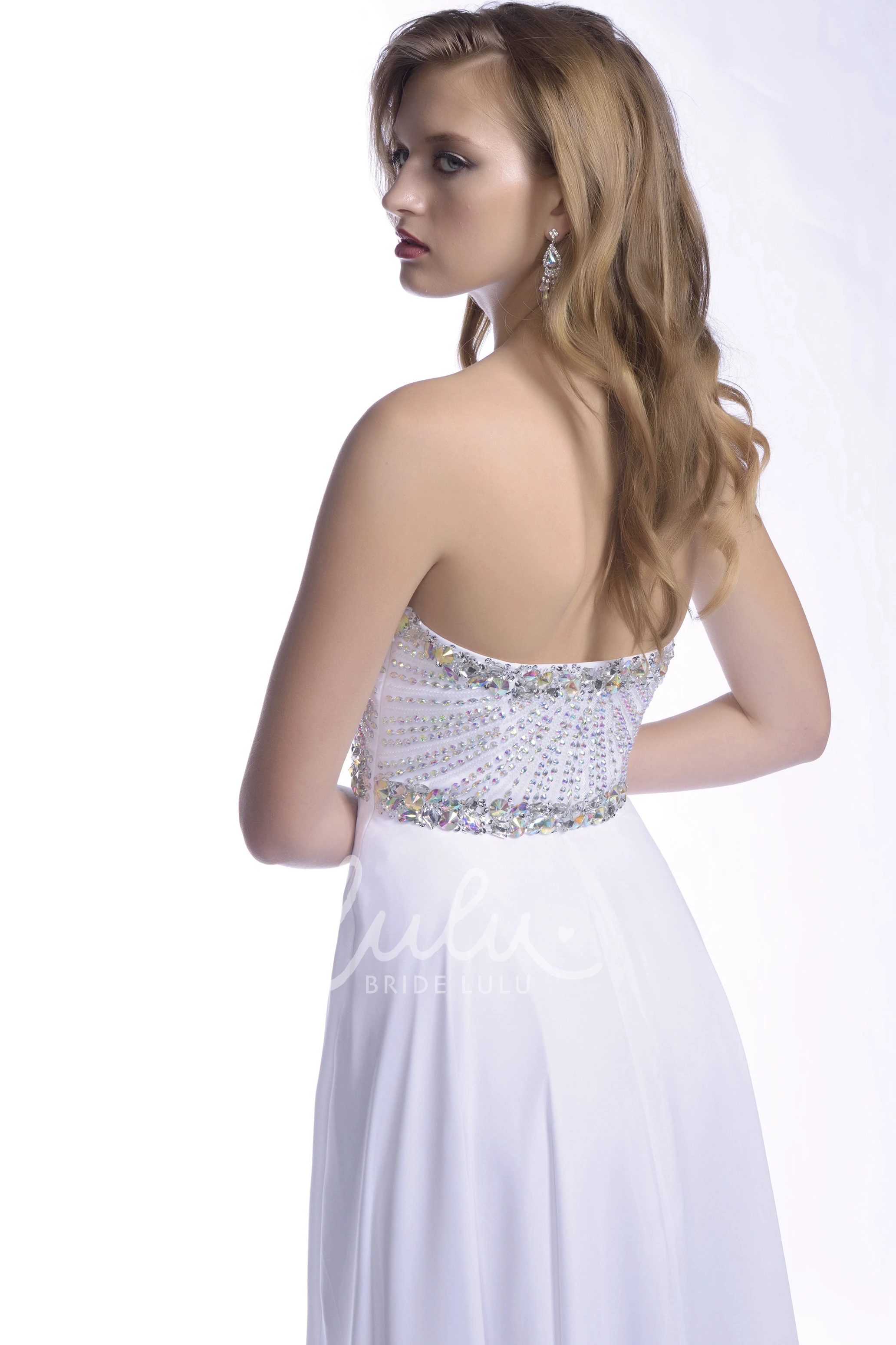 Chiffon A-Line Prom Dress with Shining Bodice and Jeweled Band