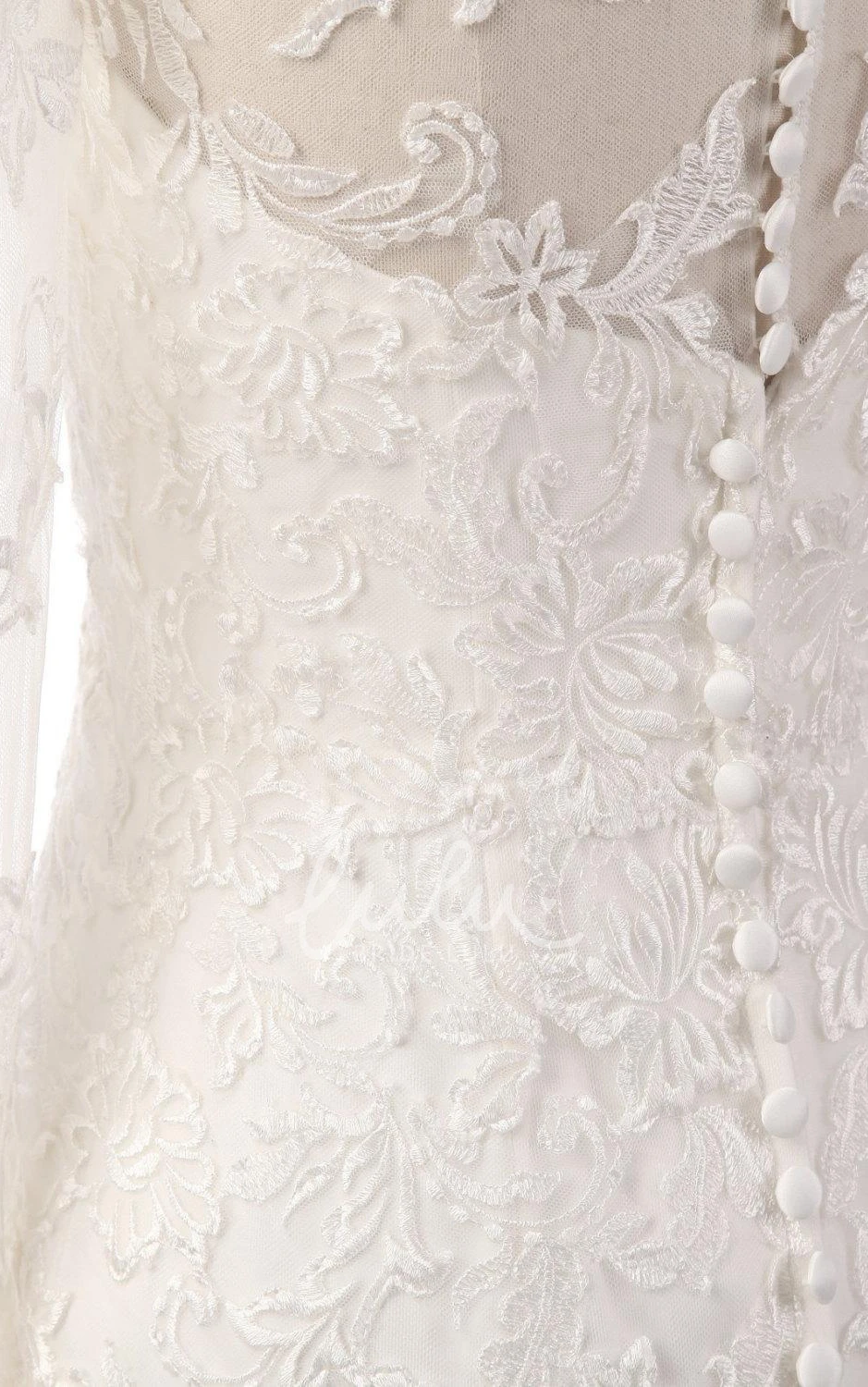 Illusion Lace Mermaid Dress with Long Sleeves for Weddings