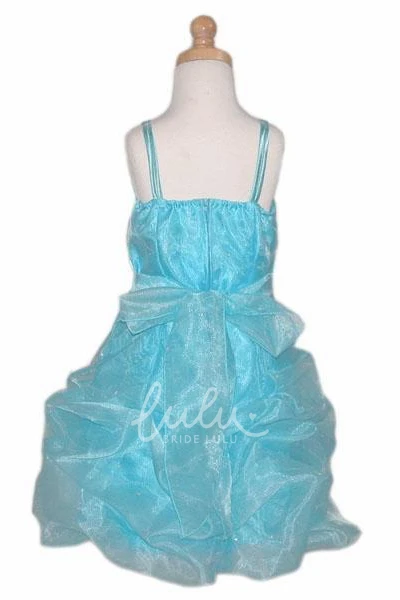 Beaded Organza Flower Girl Dress with Sash Short Cape