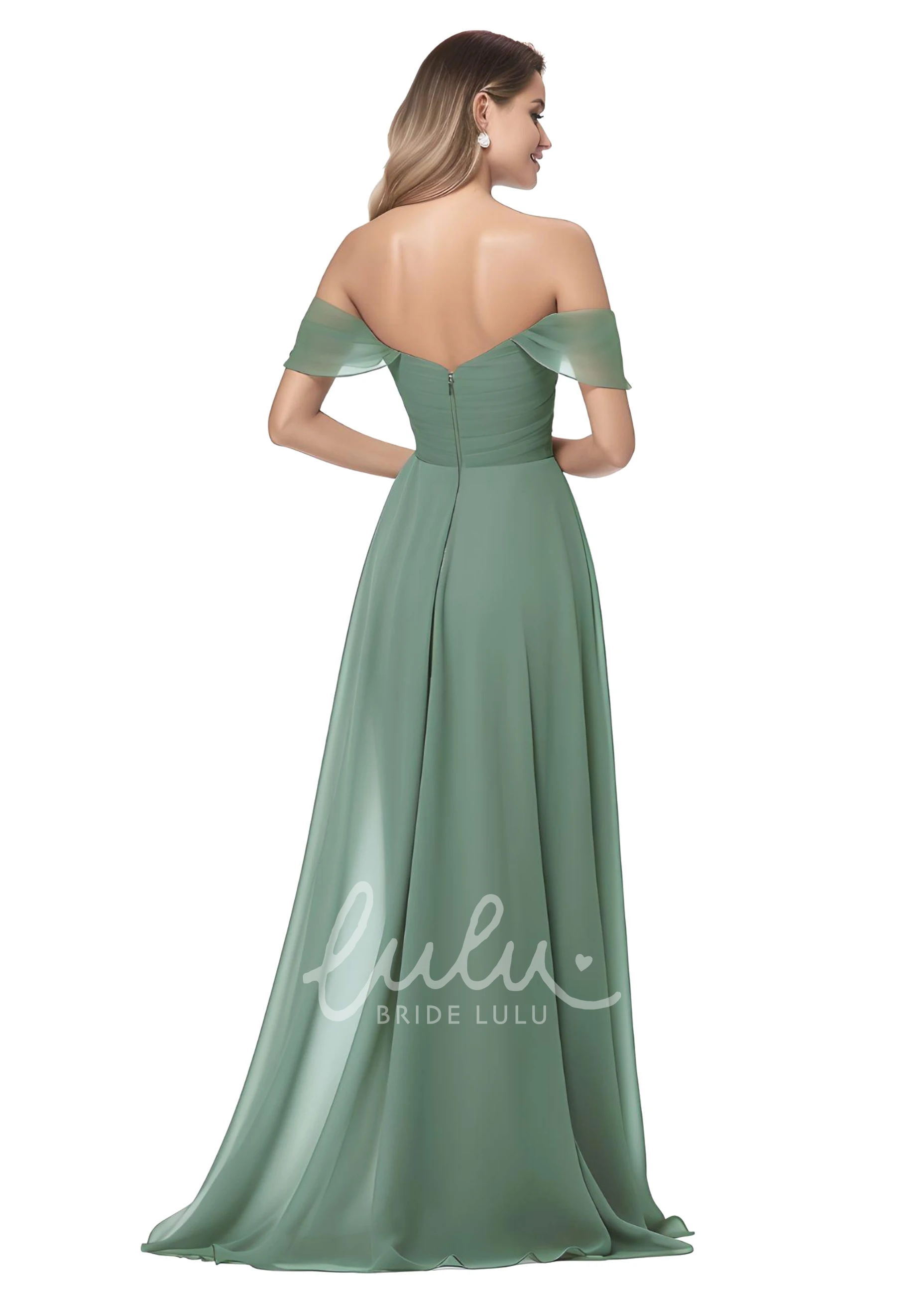 Chiffon Bohemian Bridesmaid Dress with Split Front A-Line & Flowy