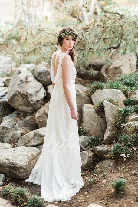 Sleeveless V-Neck Chiffon Wedding Dress Floor-Length Elegance