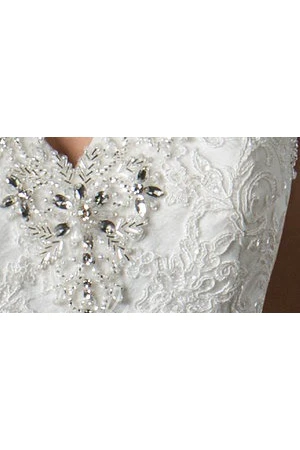 Lace and Crystal Sweetheart Tulle Wedding Dress A-Line