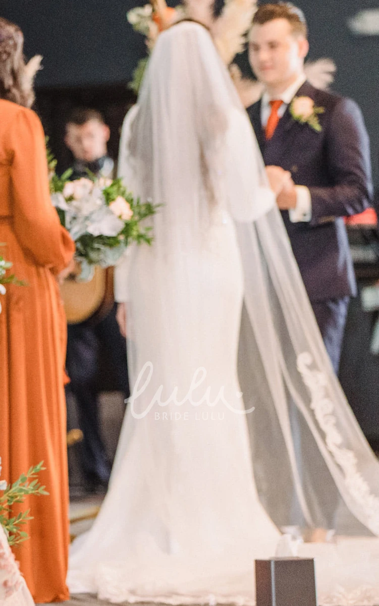 Satin Mermaid Bateau Wedding Dress with Beading and Sash Elegant & Modern