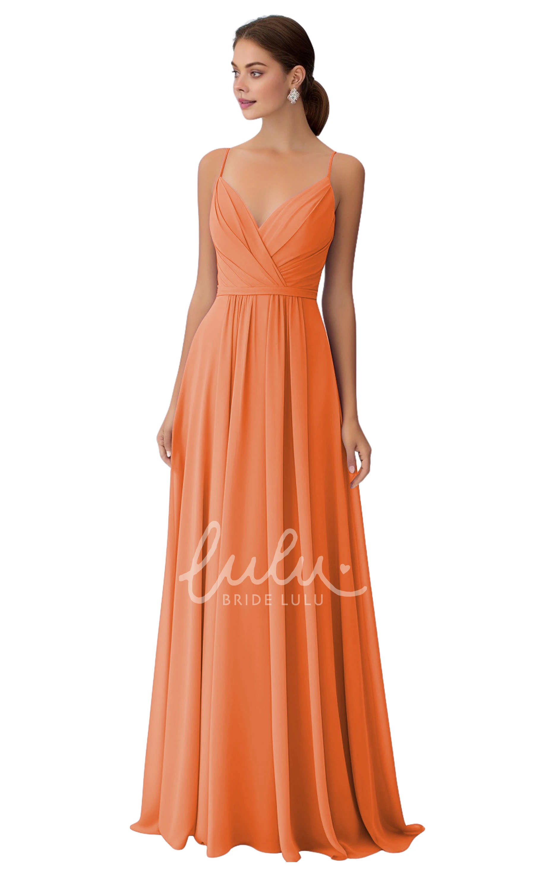 V-neck A-Line Chiffon Bridesmaid Dress Bohemian and Unique