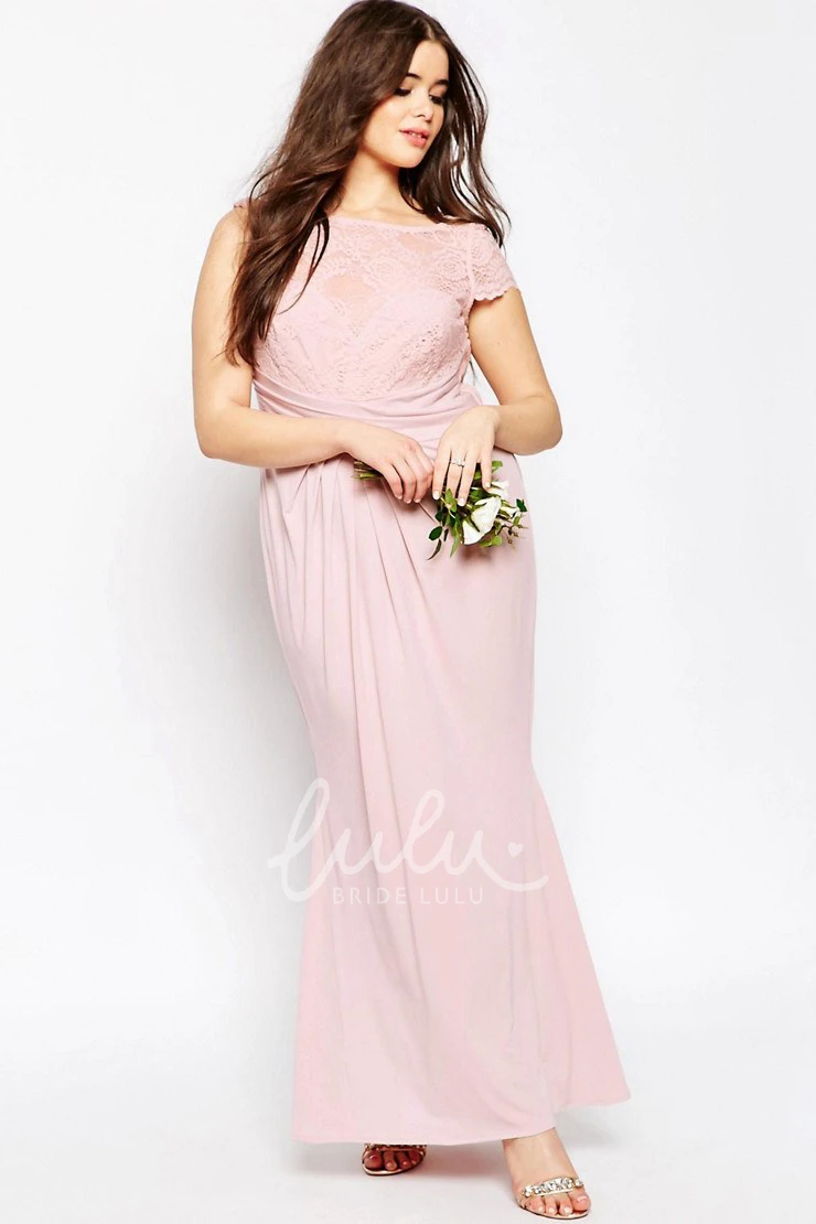 Illusion Applique Sleeveless Pencil Chiffon Bridesmaid Dress