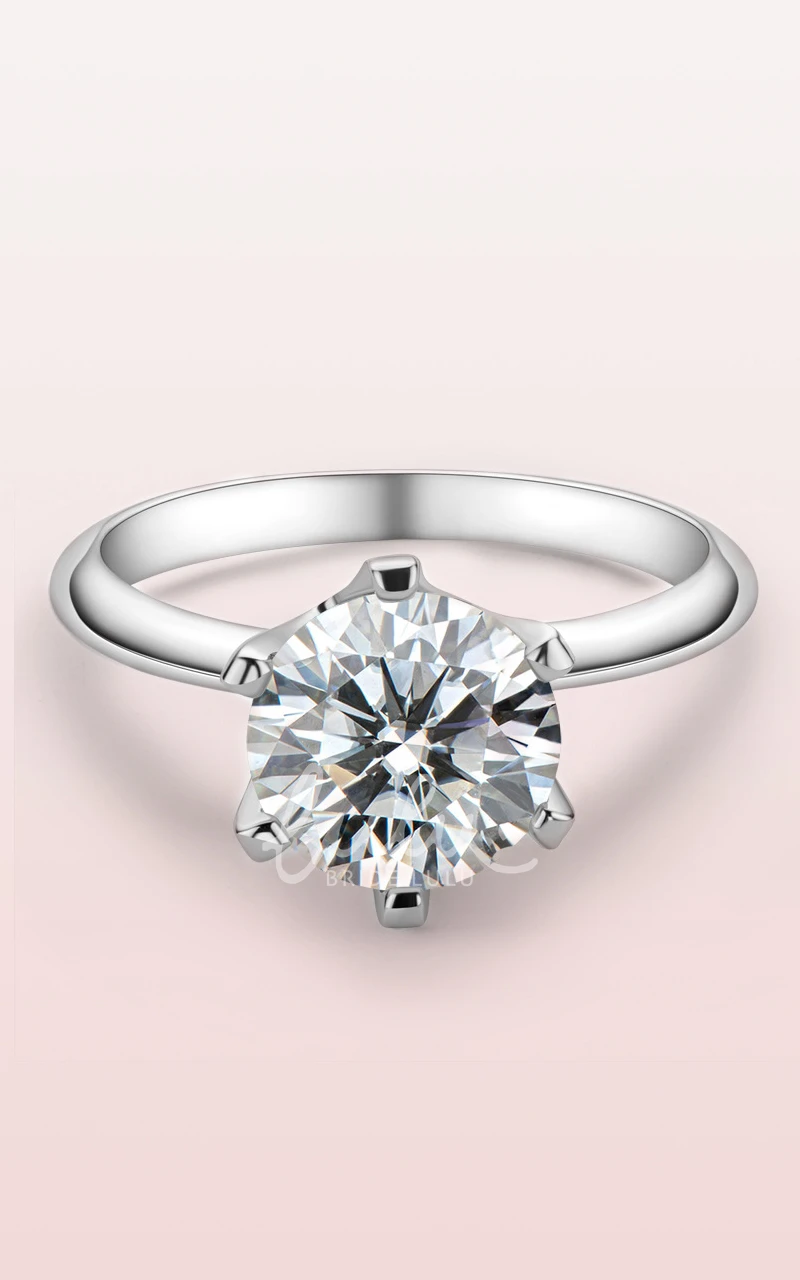 Solitaire Round Cut 925 Silver Wedding Rings