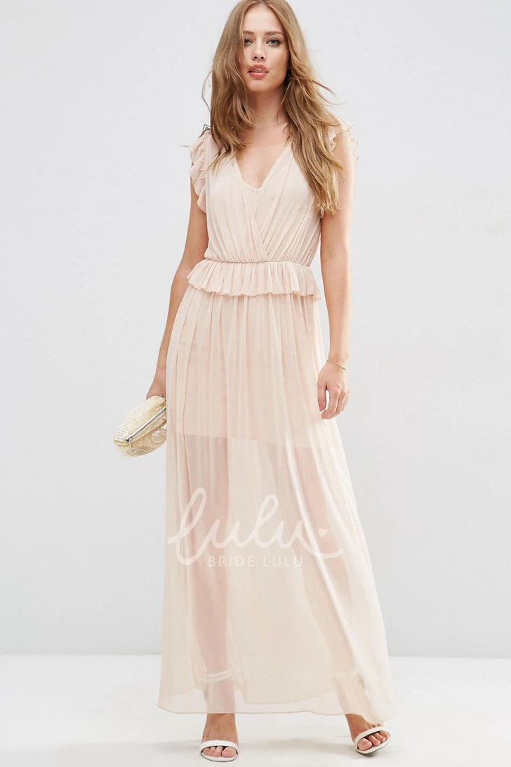 Sleeveless Sheath Chiffon Bridesmaid Dress with Ruching Modern Bridesmaid Dress