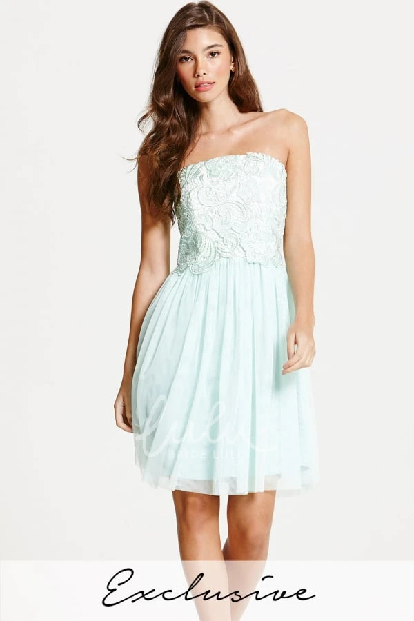 Strapless Tulle Bridesmaid Dress with Appliques