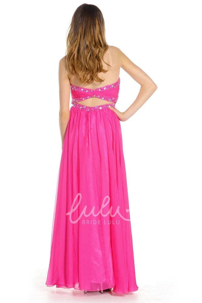 Beaded Chiffon Sweetheart Prom Dress Sleeveless Floor-Length
