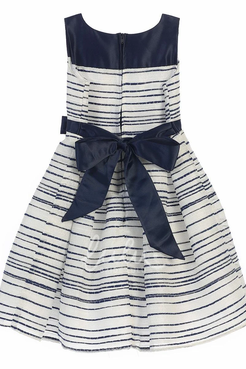 Satin Tiered Flower Girl Dress with Sash Midi Length