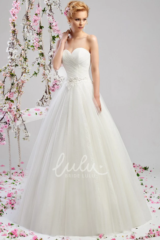 Sweetheart Tulle A-Line Wedding Dress Floor-Length Appliques