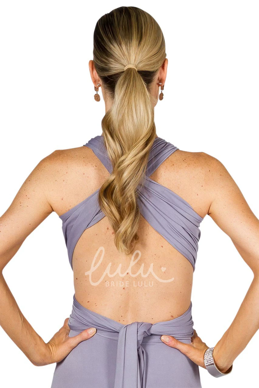 A-Line Floor-Length Haltered Chiffon Bridesmaid Dress Simple and Classy