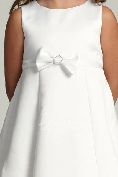 Satin Floral Girl Dress with Bow