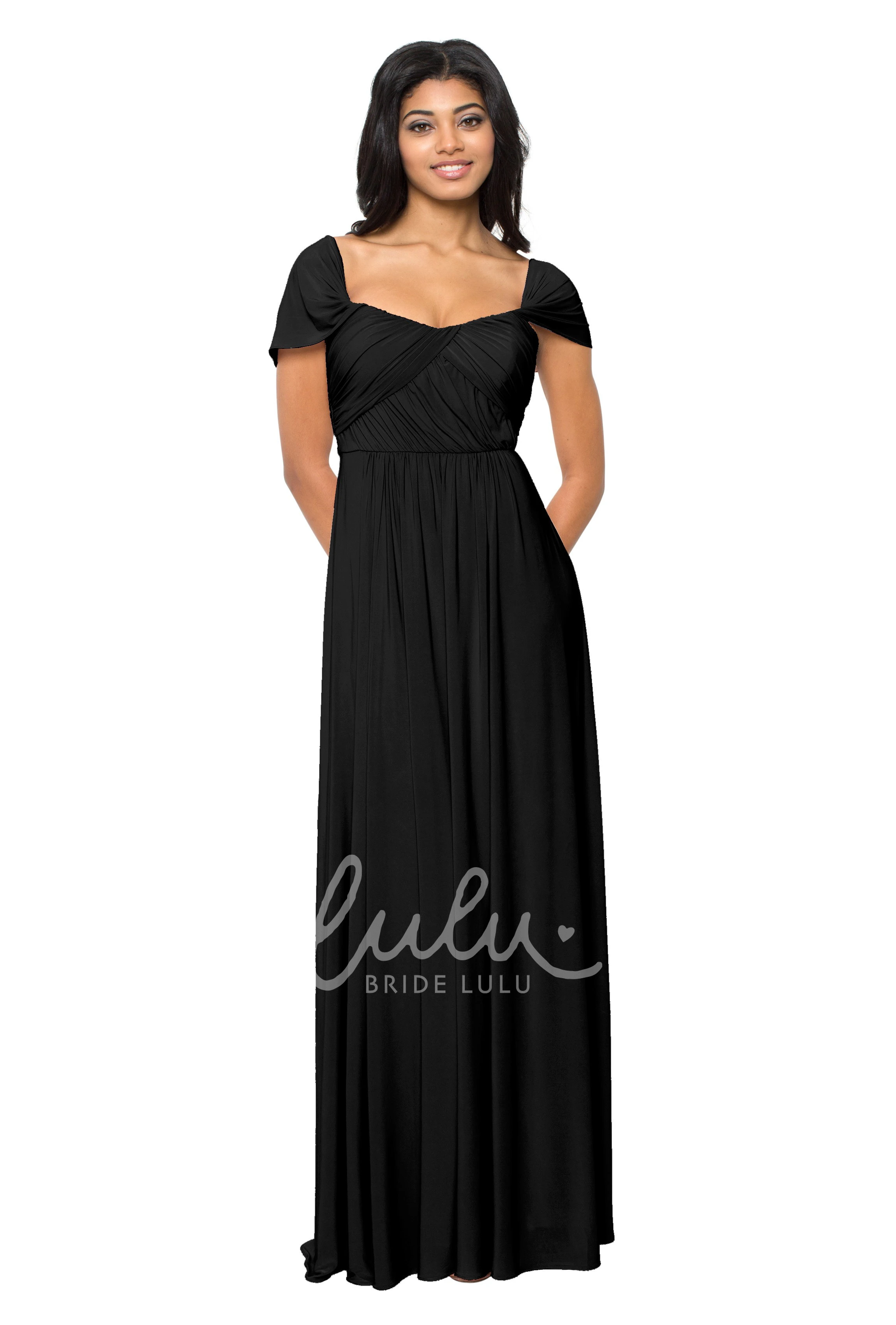 Cap Sleeve V-Neck Ruched Chiffon Convertible Bridesmaid Dress in Muti-Color