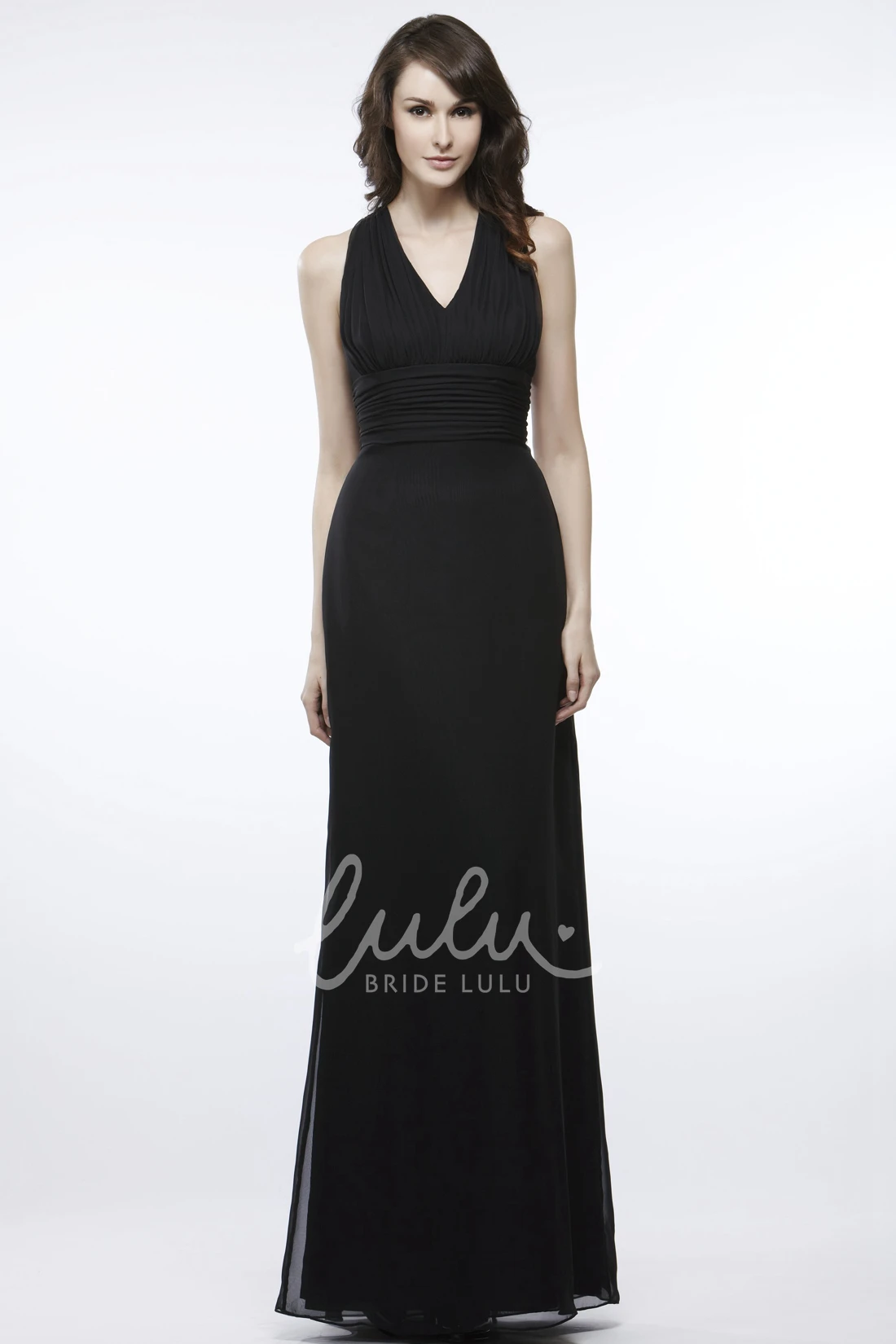 Sleeveless V-Neck Ruched Chiffon Bridesmaid Dress Elegant Bridesmaid Dress 2025