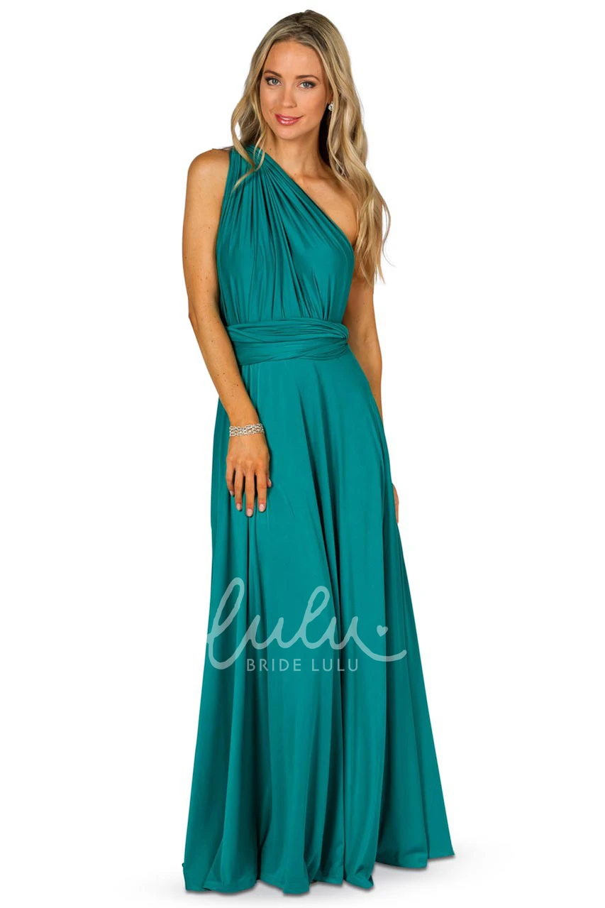 Ruched Halter Convertible Bridesmaid Dress with Straps Maxi Length