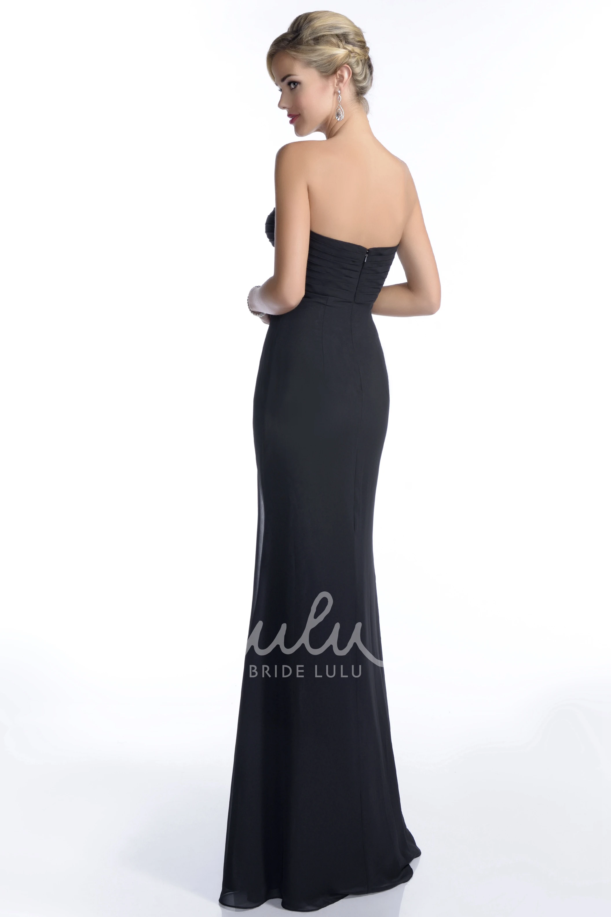 Empire Strapless A-Line Chiffon Bridesmaid Dress with Rhinestones Unique Bridesmaid Dress