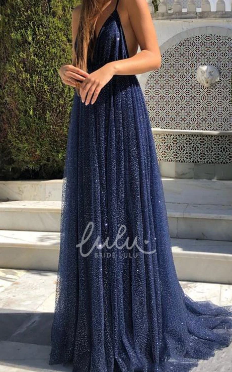 Sleeveless Sequins A-Line Evening Dress with Modern Backless and Pleats Elegant Dress
