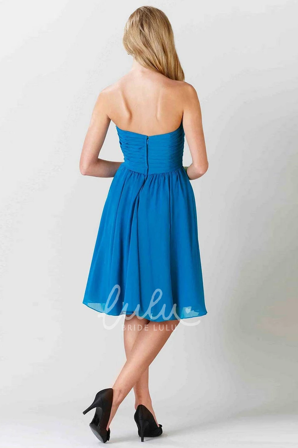 Sweetheart Criss-Cross Chiffon Bridesmaid Dress Knee-Length