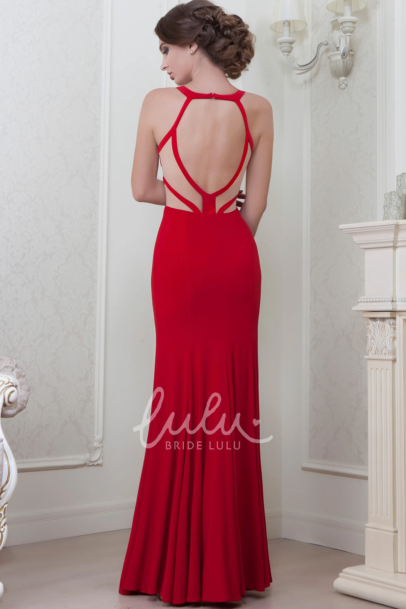 V-Neck Sleeveless Floor-Length Sheath Bridesmaid Dress