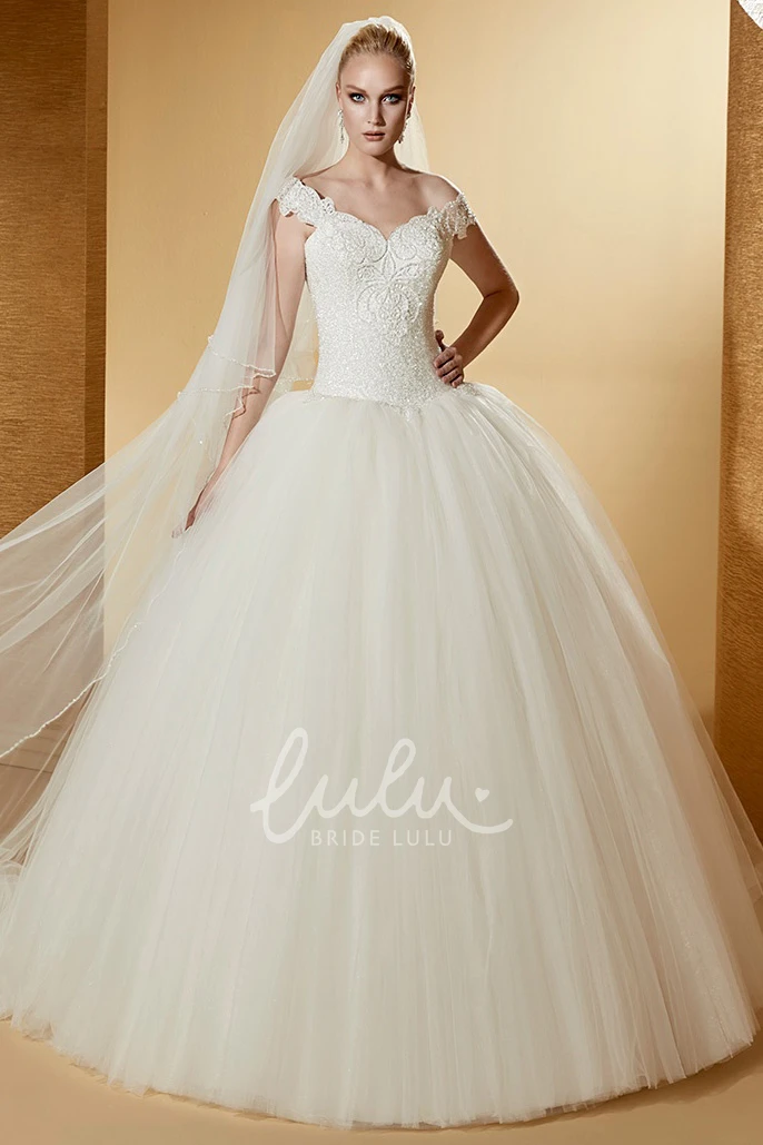 Ball Gown with Cap Sleeves and Lace-Up Back Classic and Timeless