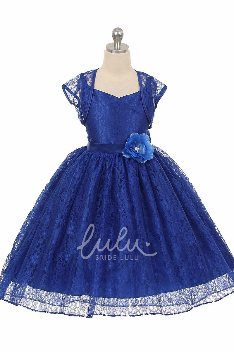 Criss-Cross Lace Flower Girl Dress with Sash High-Low