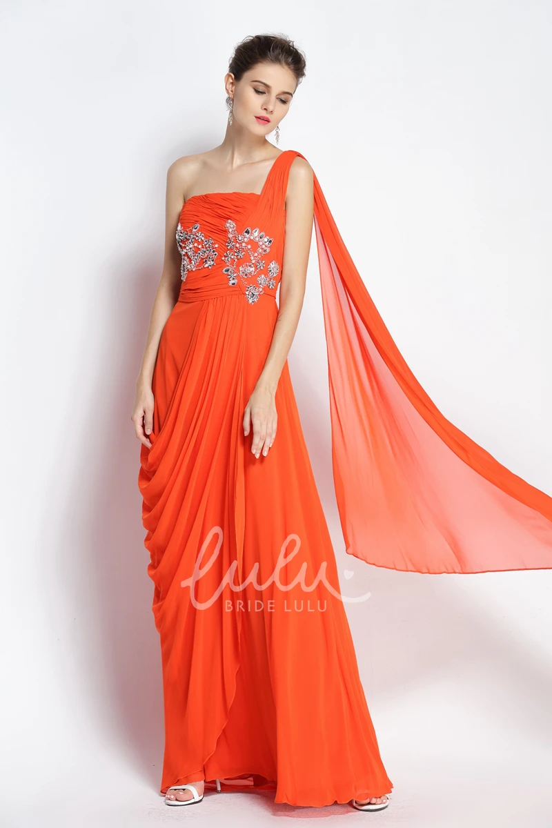A-Line Chiffon Prom Dress Floor-length One-shoulder + Draping + Unique
