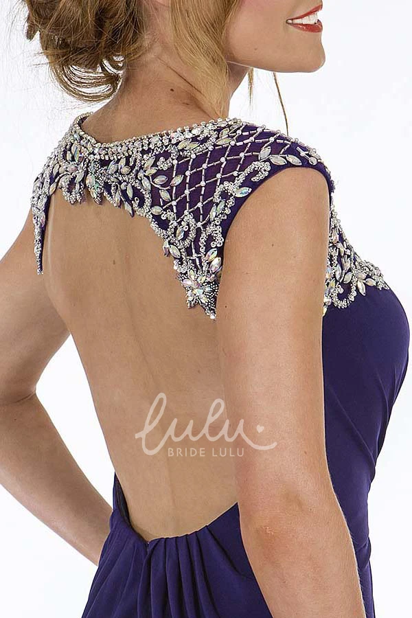 Cap-Sleeve Ruched Chiffon Prom Dress With Beading Elegant Chiffon Prom Dress with Cap-Sleeves and Beading