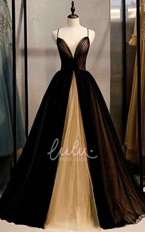 Tulle Sleeveless Ball Gown Plunging Neckline Formal Dress Gorgeous Prom Dress
