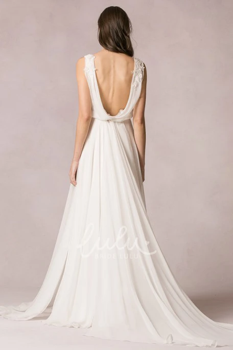 Sleeveless V-Neck Chiffon Wedding Dress Floor-Length Elegance