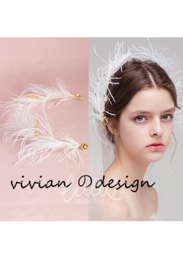 Pearl Rhinestone Crown Wedding Headpiece with Soft Twigs