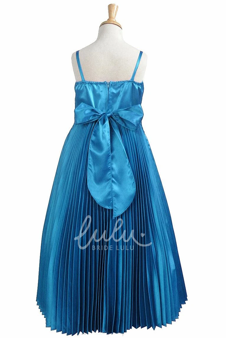 Satin Cape Flower Girl Dress with Broach Floor-Length