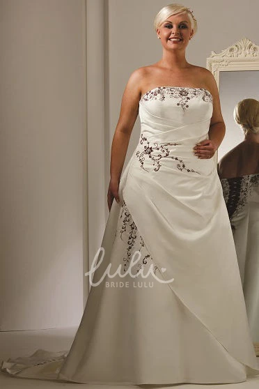 A-Line Taffeta Bridal Gown with Embroidery and Strapless Neckline