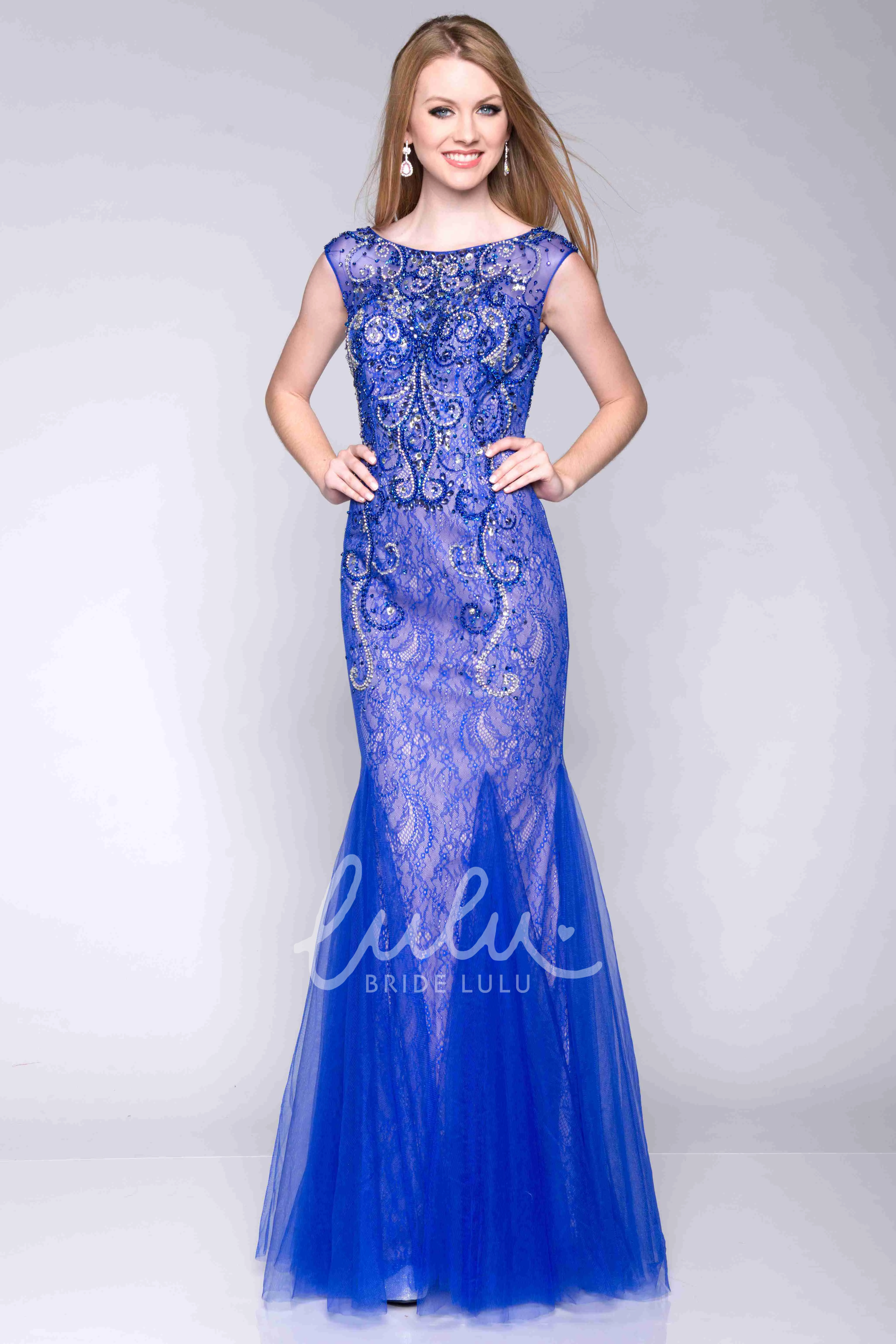 Lace Mermaid Prom Dress with Tulle Skirt Unique Formal Dress