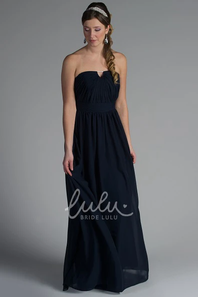 Beaded Neck A-Line Chiffon Bridesmaid Dress Long