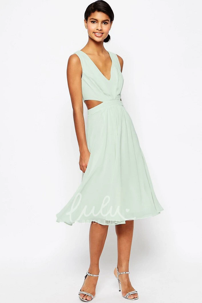 Knee-Length Tulle Bridesmaid Dress A-Line Scoop-Neck Beaded Sleeveless