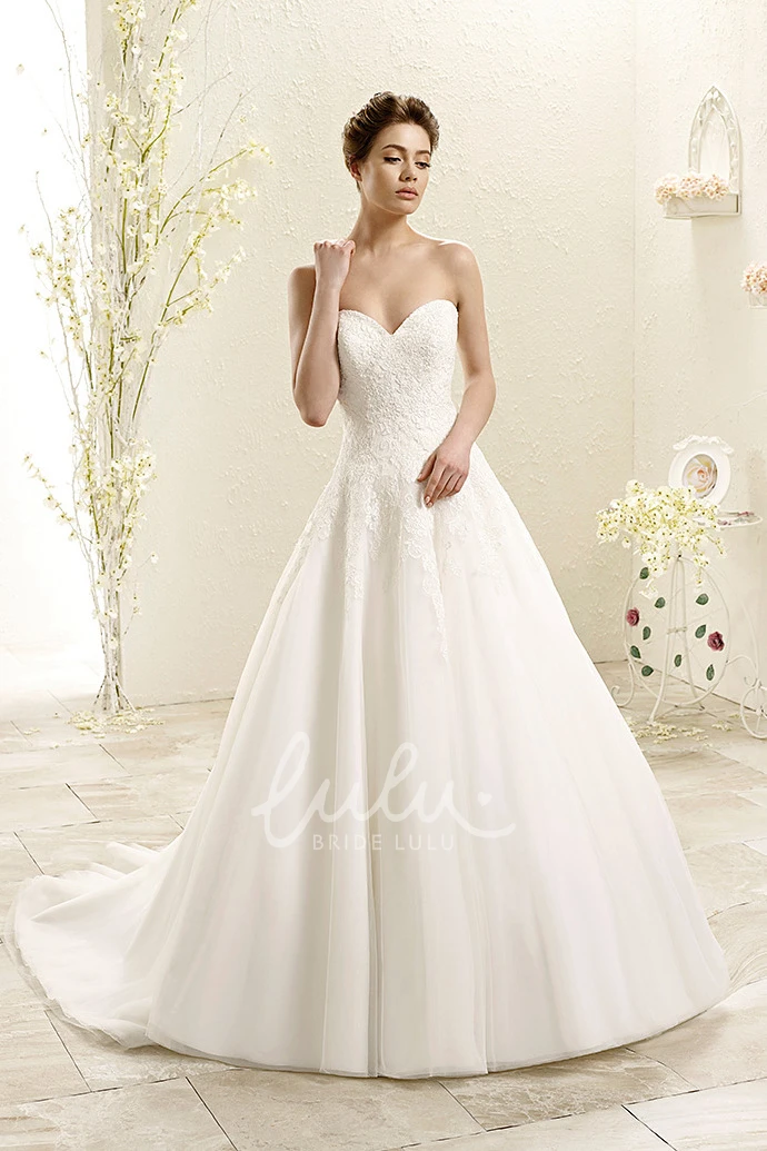 Lace Wedding Dress with Illusion Ball Gown Long-Sleeve Dress