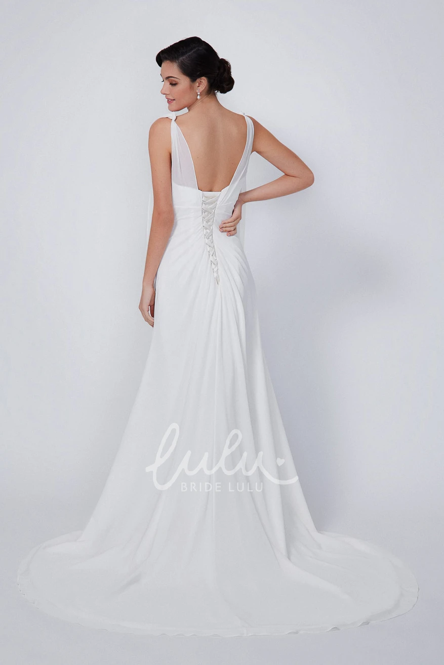 Ethereal Sheath Wedding Dress Chiffon & Court Train