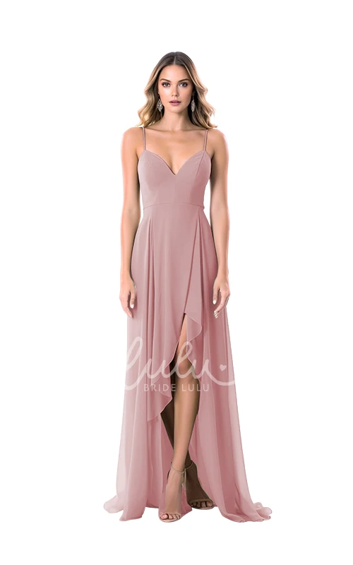 A-Line Chiffon V-neck Bridesmaid Dress with Split Front Modern & Chic