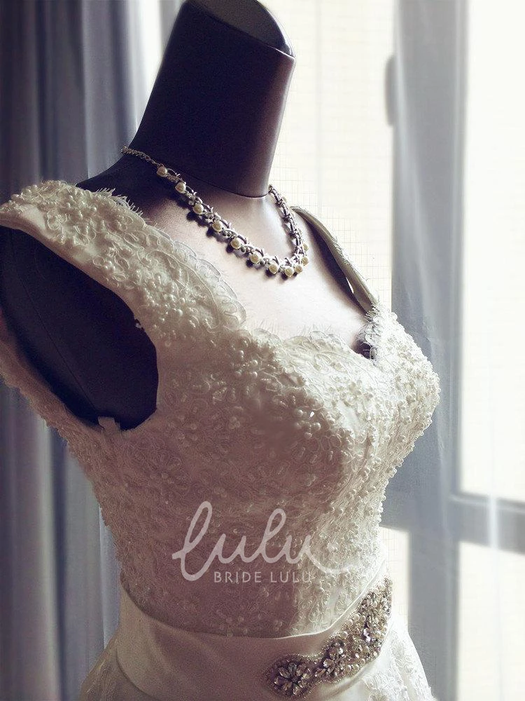 Alce Tea-Length Wedding Dress with Beaded Waistband Chic Bridal Attire