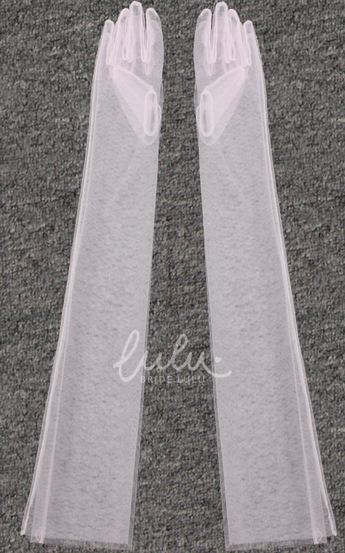 Tulle Black White Champagne Long Gloves Transparent Wedding Gloves