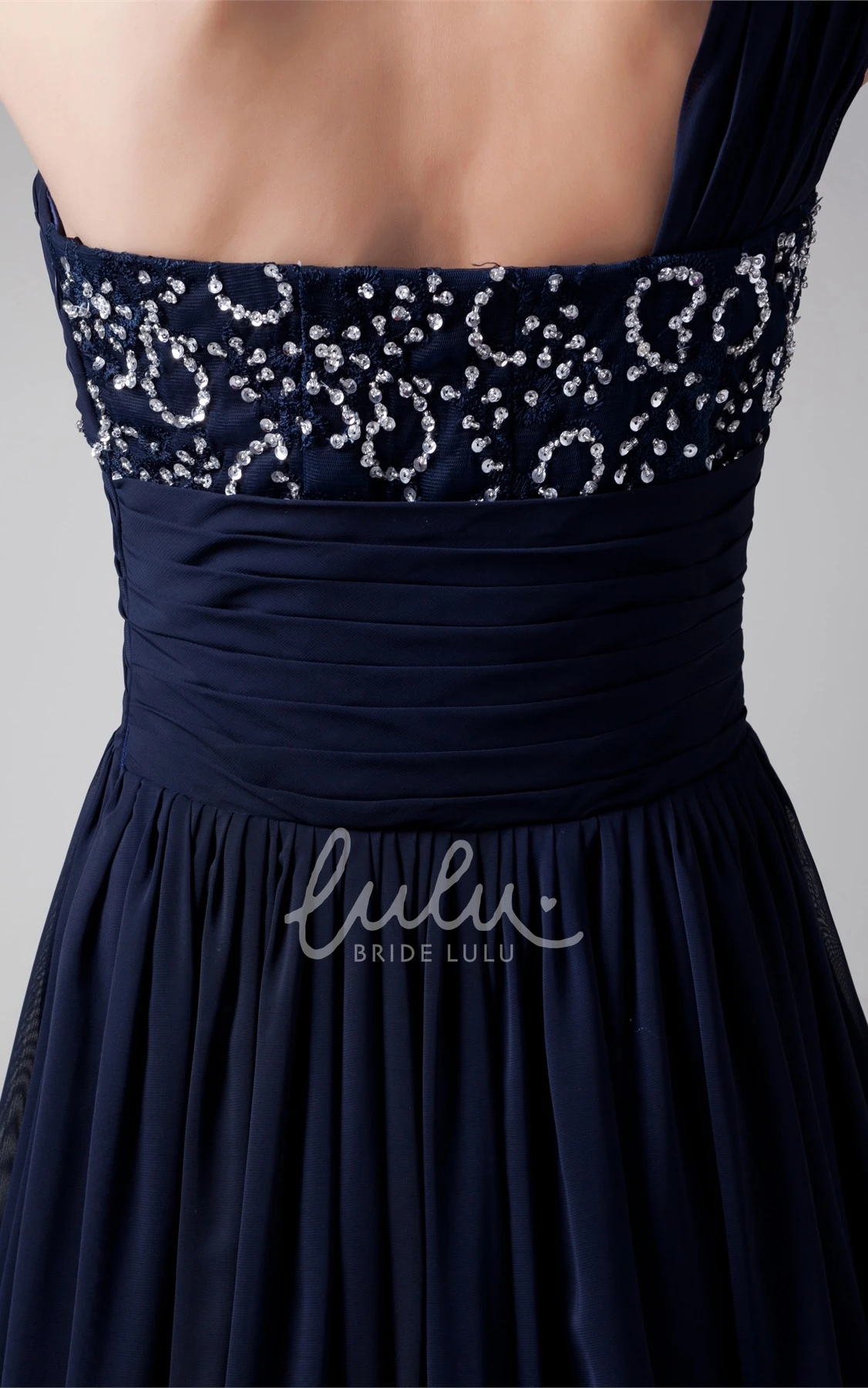 A-Line Chiffon Maxi Formal Dress Crystal Detailing Bridesmaid Dress