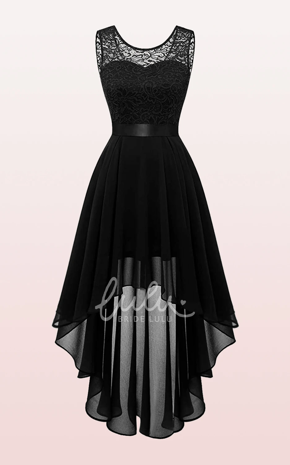 Chiffon Bateau A-line Bridesmaid Dress with Sash/Ribbon High-Low