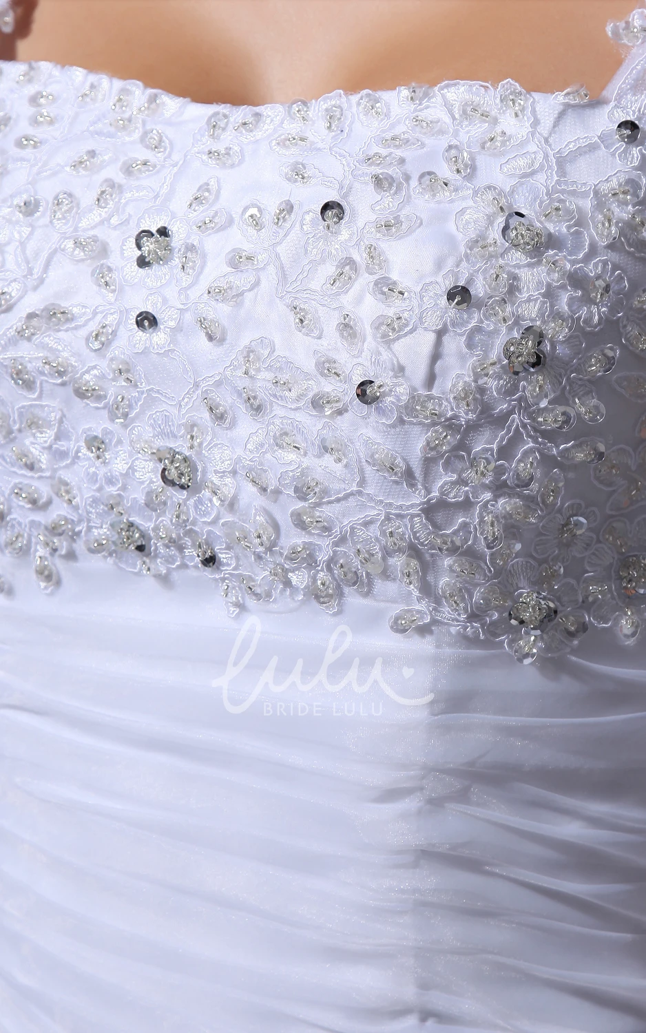 A-Line Organza Ruffles Crystal Wedding Dress