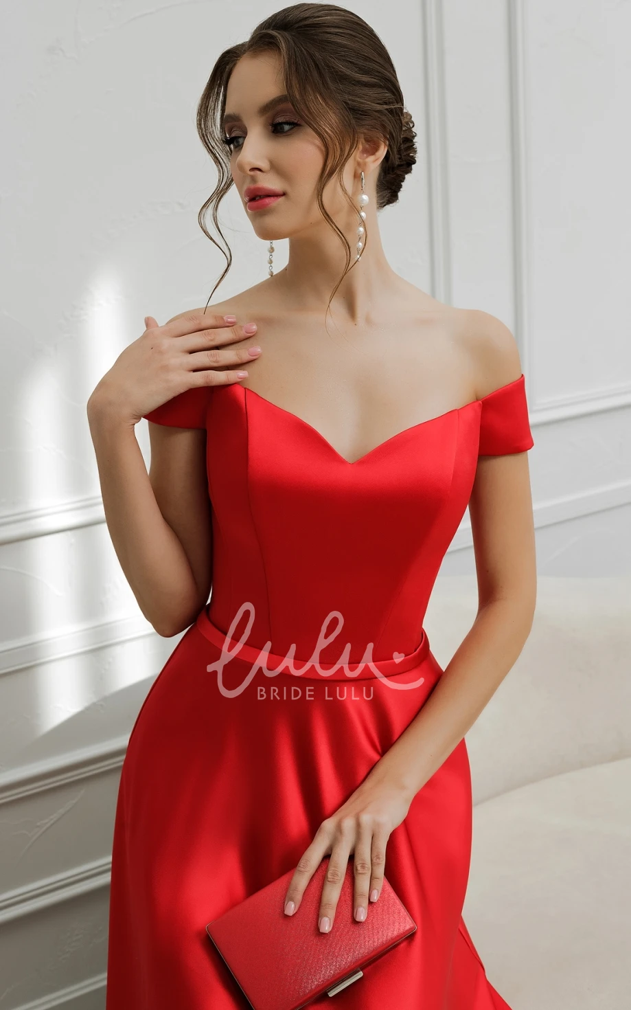 Modern A-Line Satin Off-the-shoulder Evening Dress