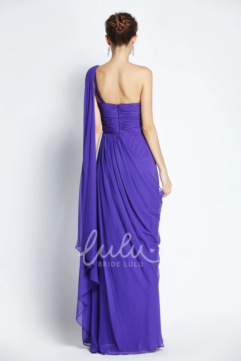 A-Line Chiffon Prom Dress Floor-length One-shoulder + Beading + Elegant