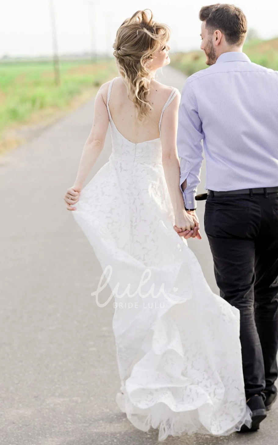 Adorable A-Line Plunging Neckline Lace Sleeveless Wedding Dress With Open Back