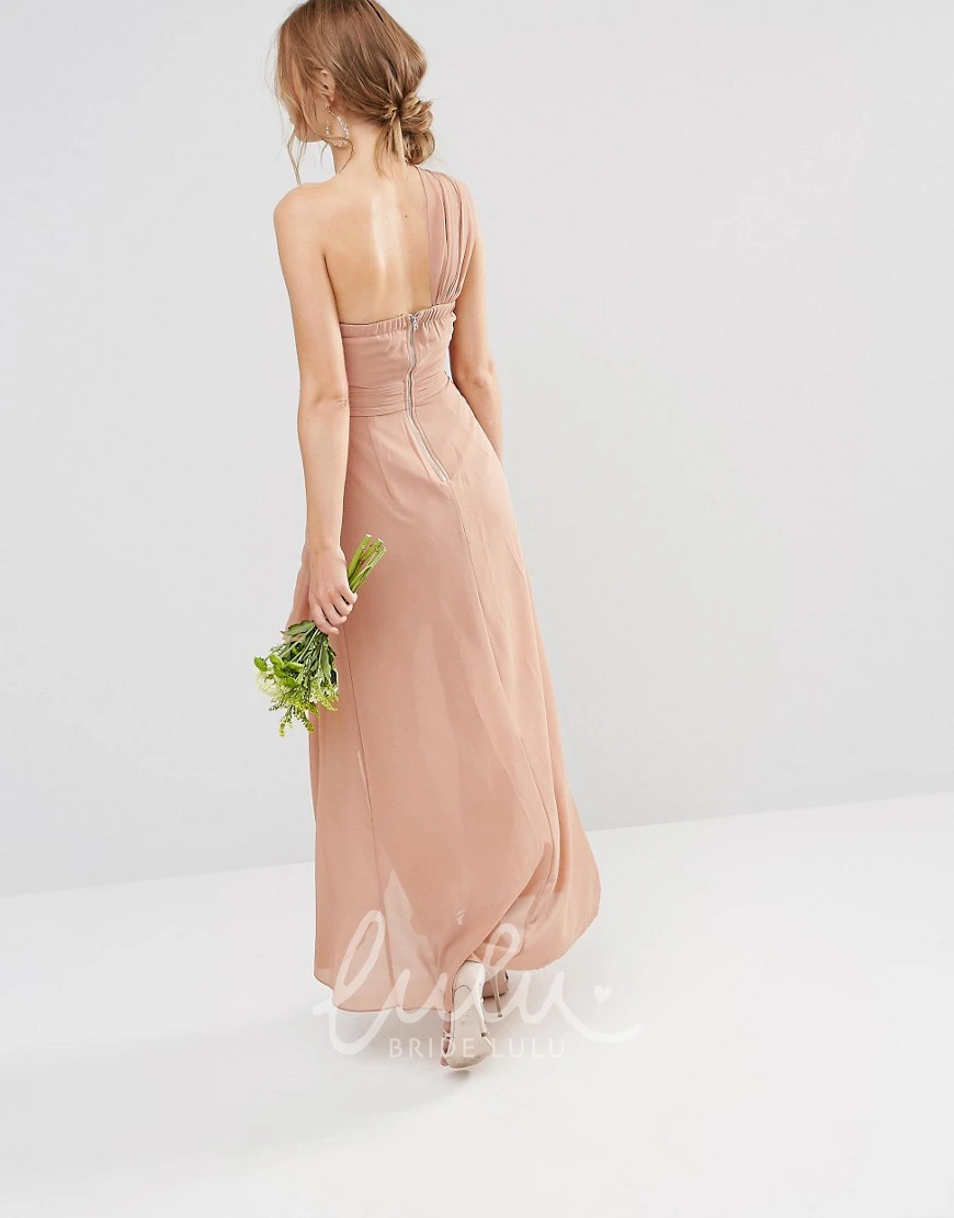 Ruched One-Shoulder High-Low Chiffon Bridesmaid Dress