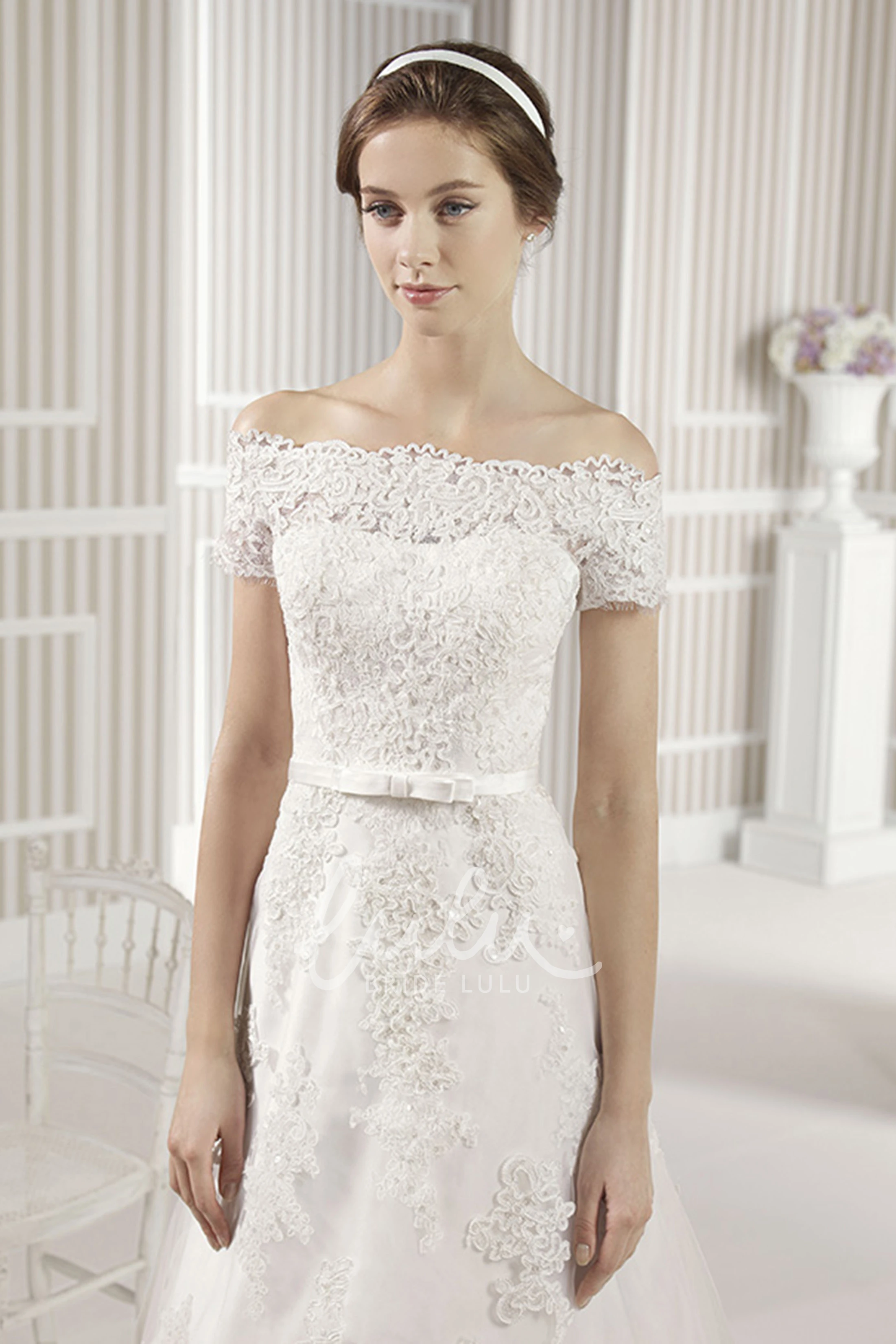 Off-The-Shoulder A-Line Lace Wedding Dress Romantic Wedding Dress